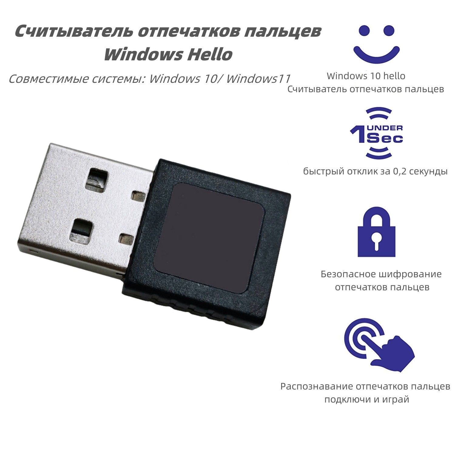 Модуль считывателя отпечатков пальцев USB Fingerprint для Windows 10/11  Hello Dongle Биометрический сканер Навесной замок Ноутбуки и ПК - купить по  выгодным ценам в интернет-магазине OZON (1388849006)