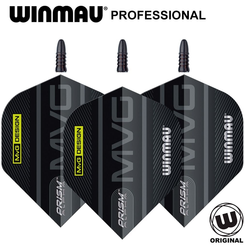 Профессиональные оперения 3шт с протектором оперений Winmau Prism Alpha (6915.190) MvG и Winmau Flight Savers. Аксессуары для Дартс.