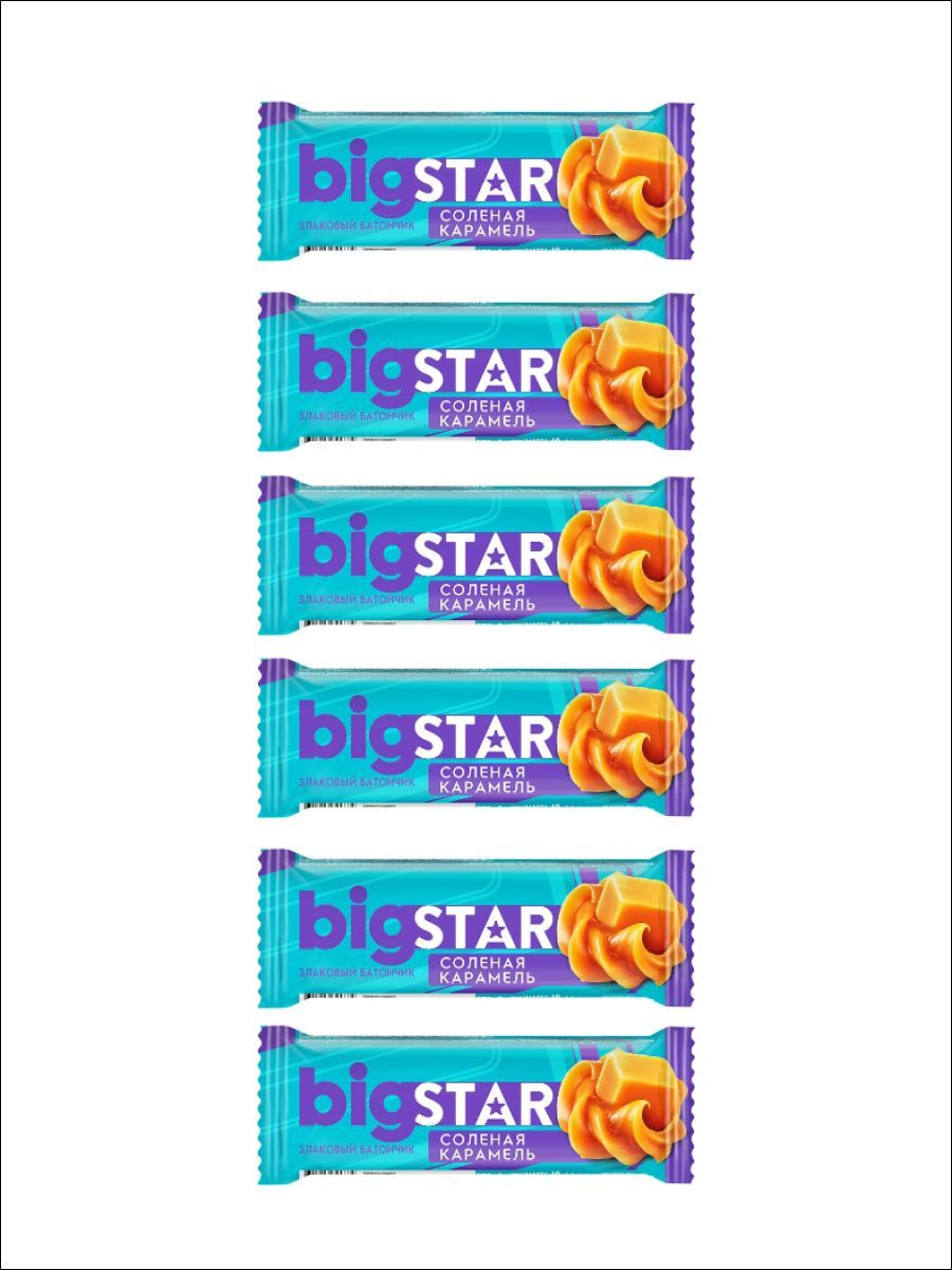 Батончик злаковый Big Star Соленая карамель 40г, 6шт