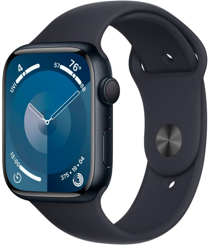 Смарт-часыAppleWatchSeries9,45мм(A2980),корпусизалюминияцветатёмнаяночь,спортивныйремешокцветатёмнаяночь,размерM/L,(MR9A3ZP/A)