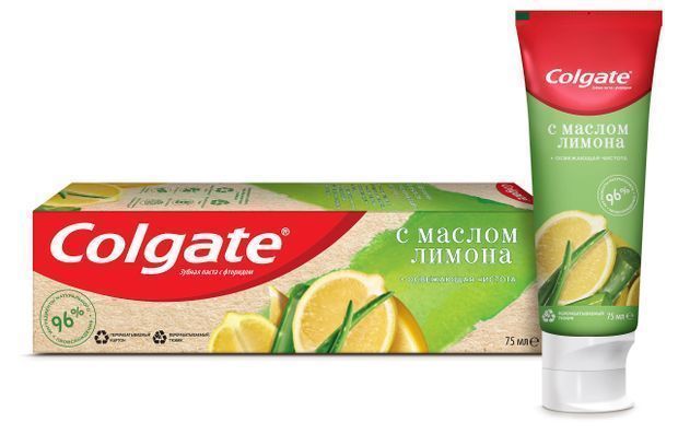 ColgateЗубнаяпастаNaturalsОсвежающаячистотасМасломЛимона/