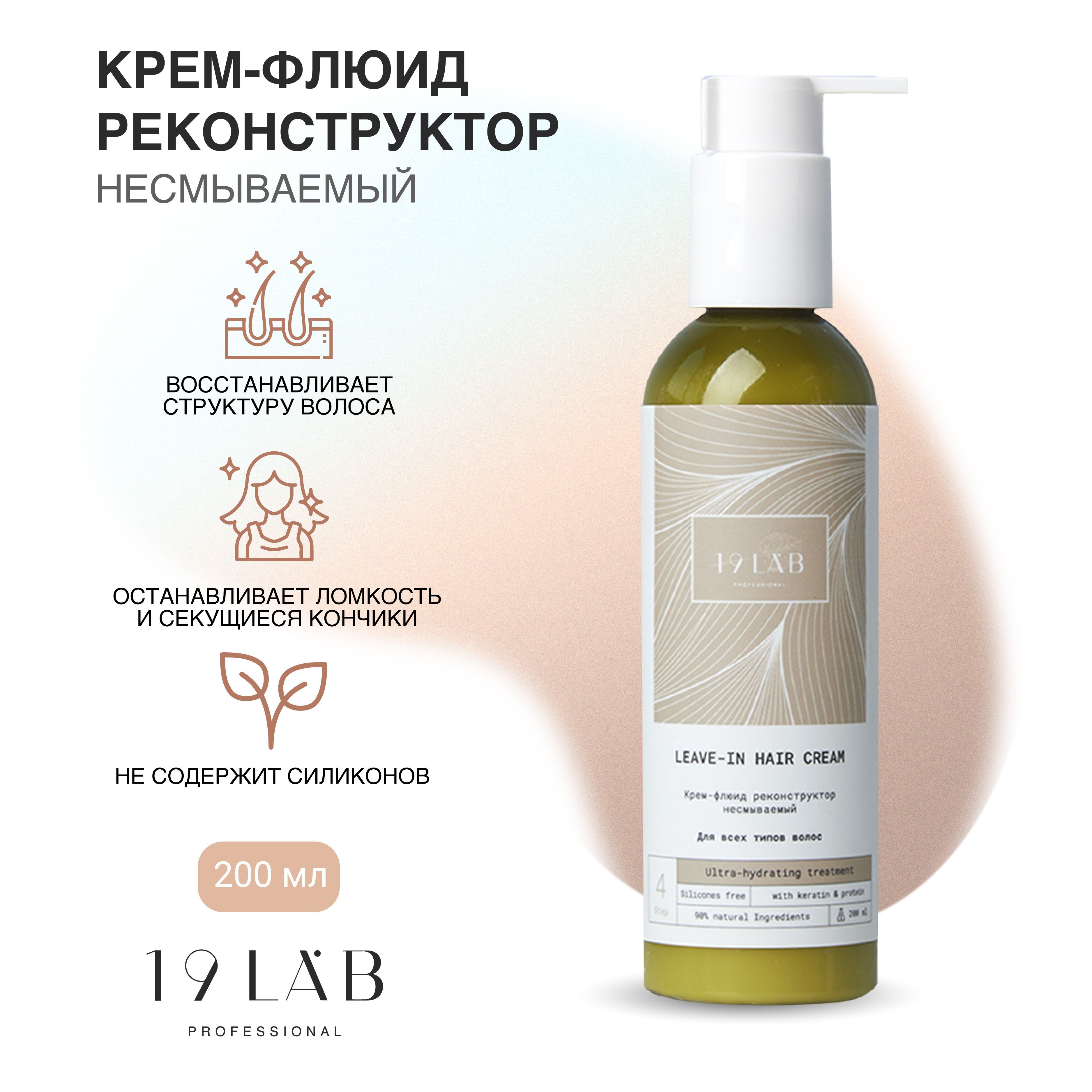 19LabCosmetics Флюид для волос, 250 мл