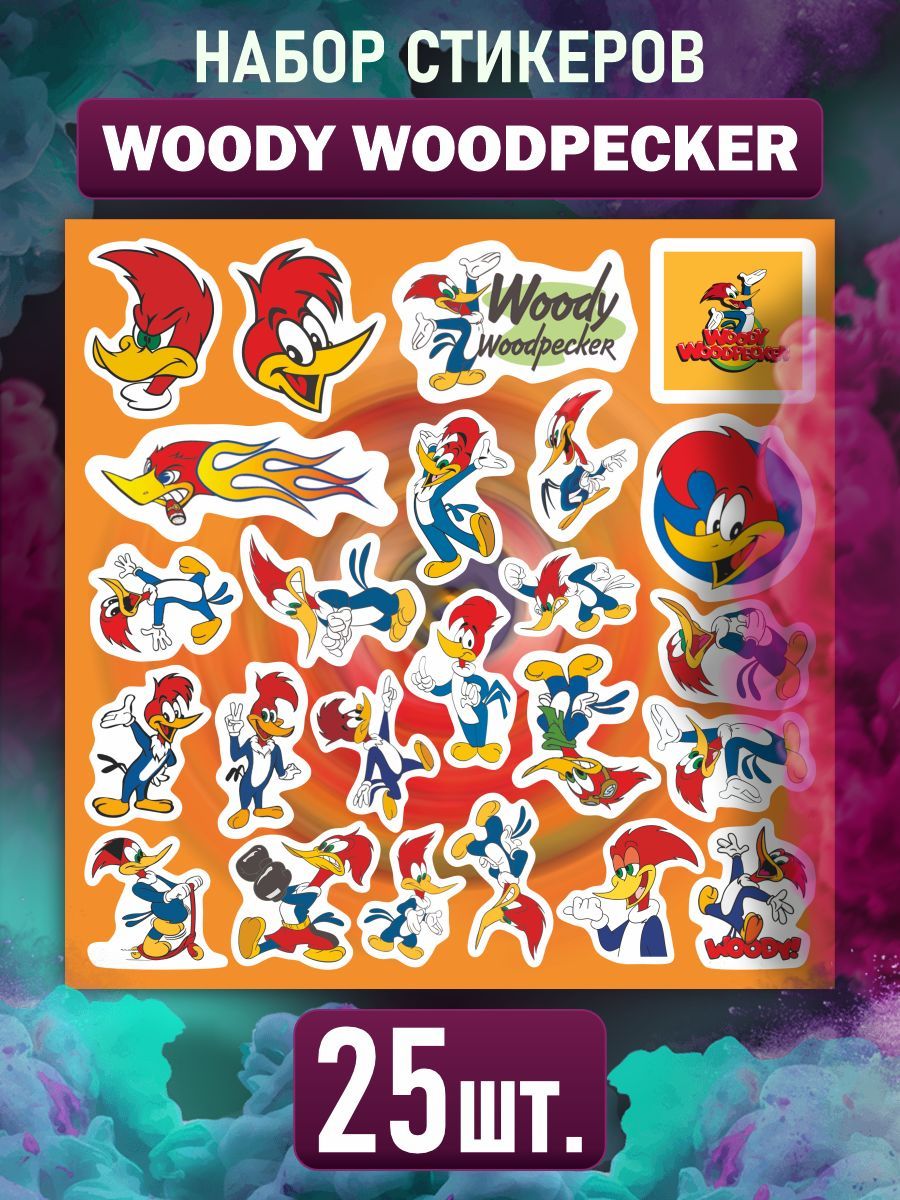 Стикеры наклейки на телефон - дятел Woody Woodpecker - купить с доставкой  по выгодным ценам в интернет-магазине OZON (1251980137)