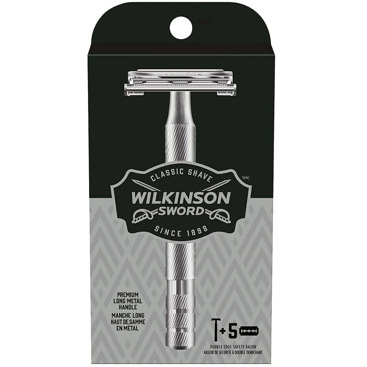 Т-образная бритва Wilkinson Sword Classic Double Edge Premium, сменные лезвия 5 шт.