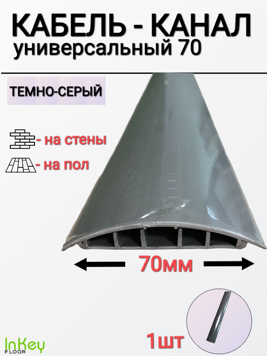 Кабель-канал универсальный 70мм Темно-серый 1,1м самоклеющийся 1шт