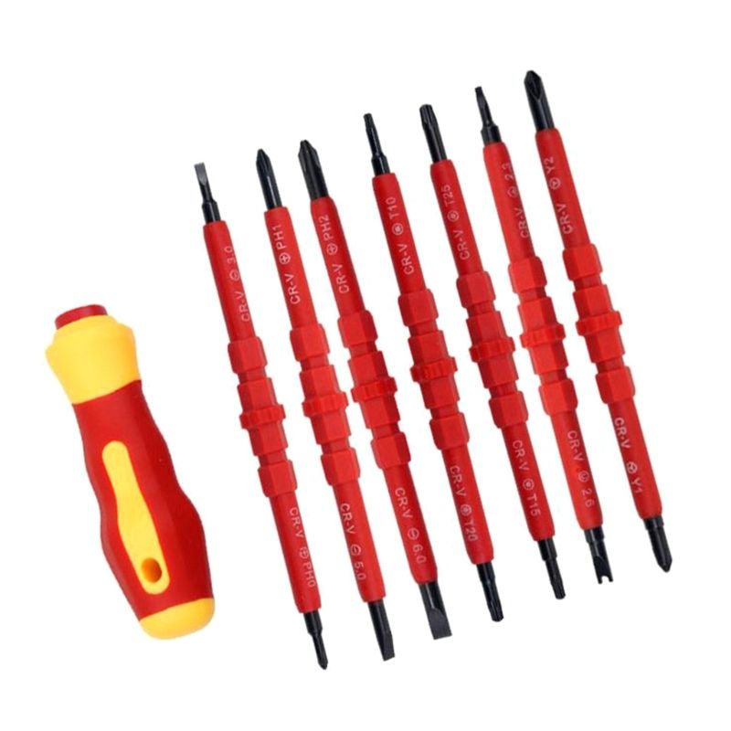 Отвертка изолирующая. Отвертки набор Screwdriver Rod Set 8 in 1 884985. Electrician Screwdriver Set 1000v des06j. Набор отверток с магнитным наконечником Ставер.