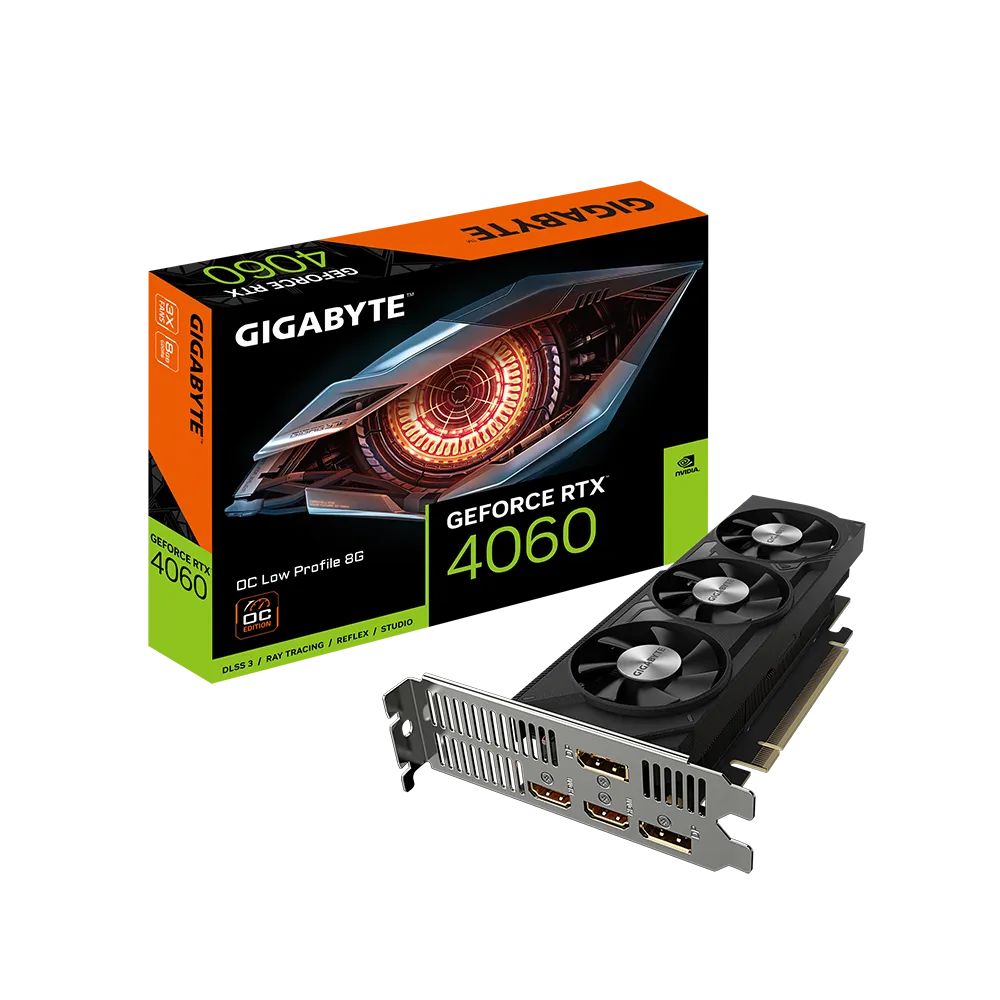 GigabyteВидеокартаGeForceRTX4060OCLowProfile8ГБ(GV-N4060OC-8GL).Уцененныйтовар