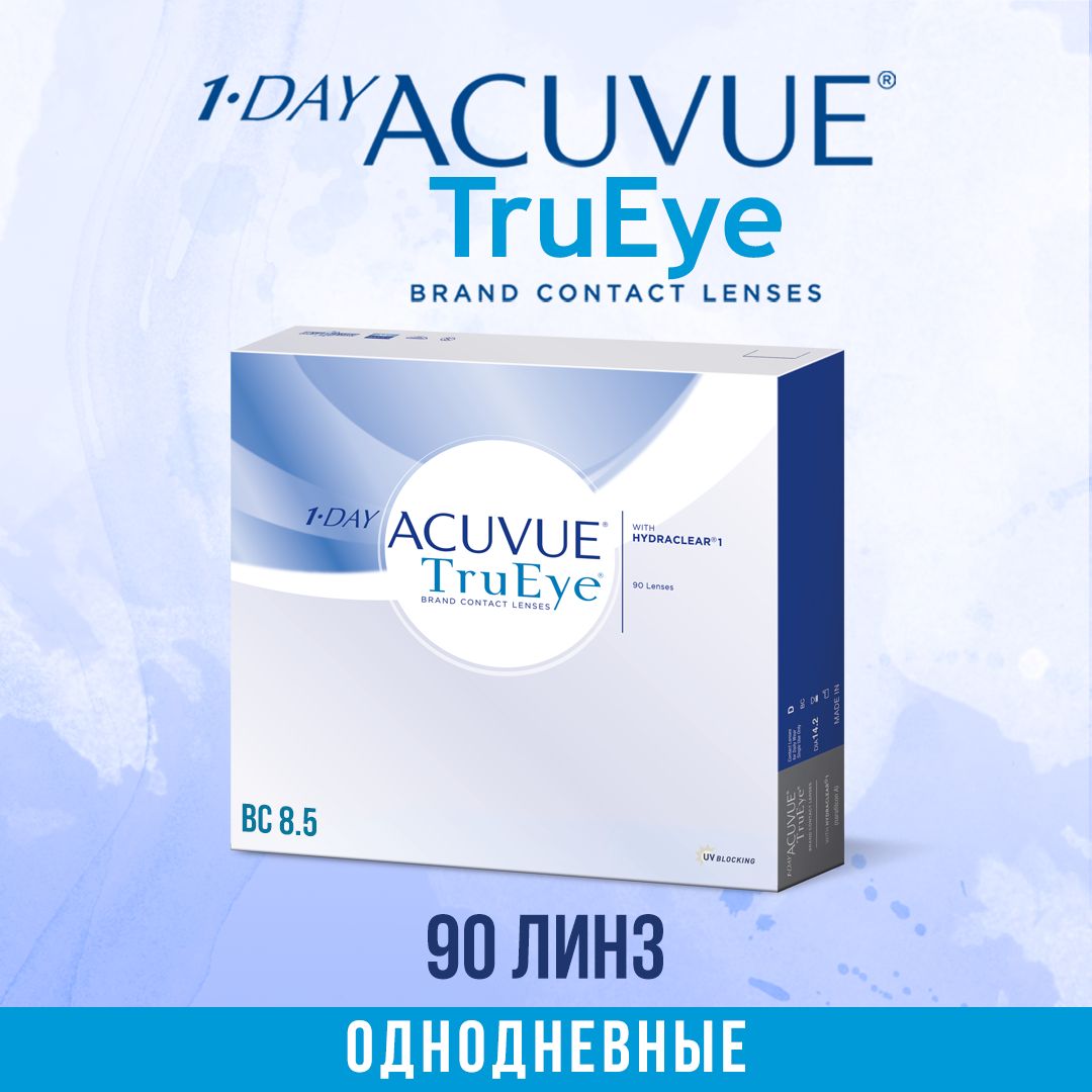 Контактные линзы 1-Day ACUVUE TruEye -2.25 / 8.5 / 1 День, 90 Линз - купить  с доставкой по выгодным ценам в интернет-магазине OZON (1300023353)