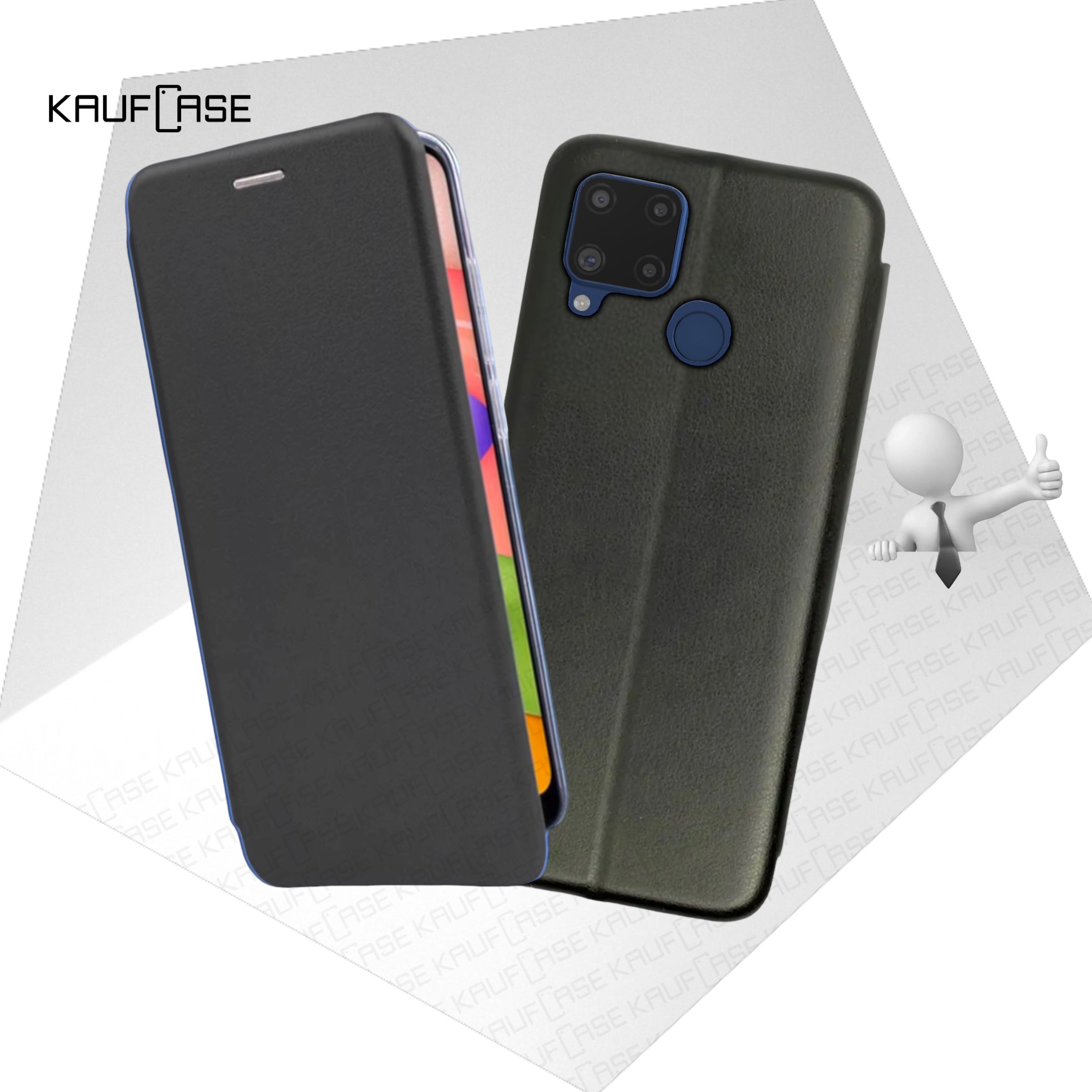 Чехол книжка KaufCase для телефона Realme C15 /C21 /C25 (RMX2180/ 3201) (6.5"), черный. Трансфомер