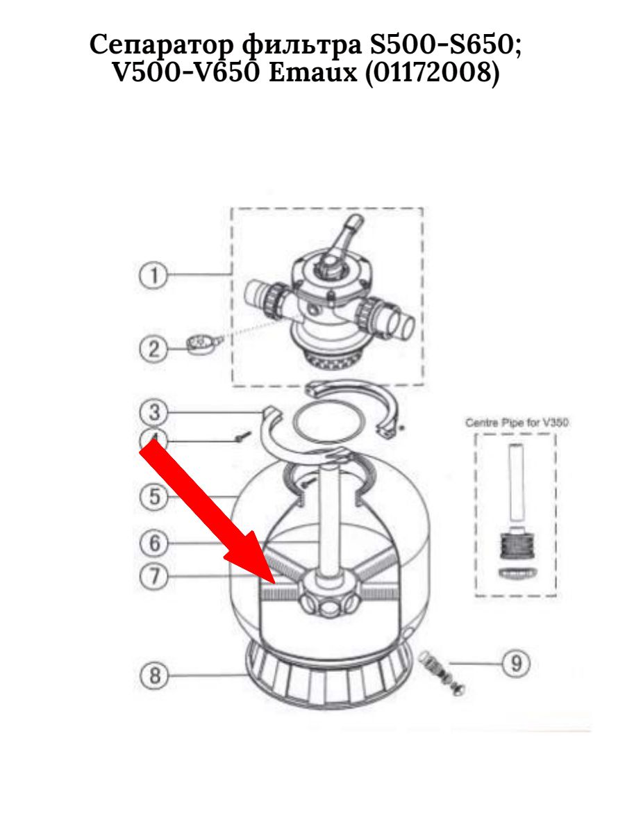 Сепаратор фильтра S500-S650; V500-V650 Emaux (01172008)