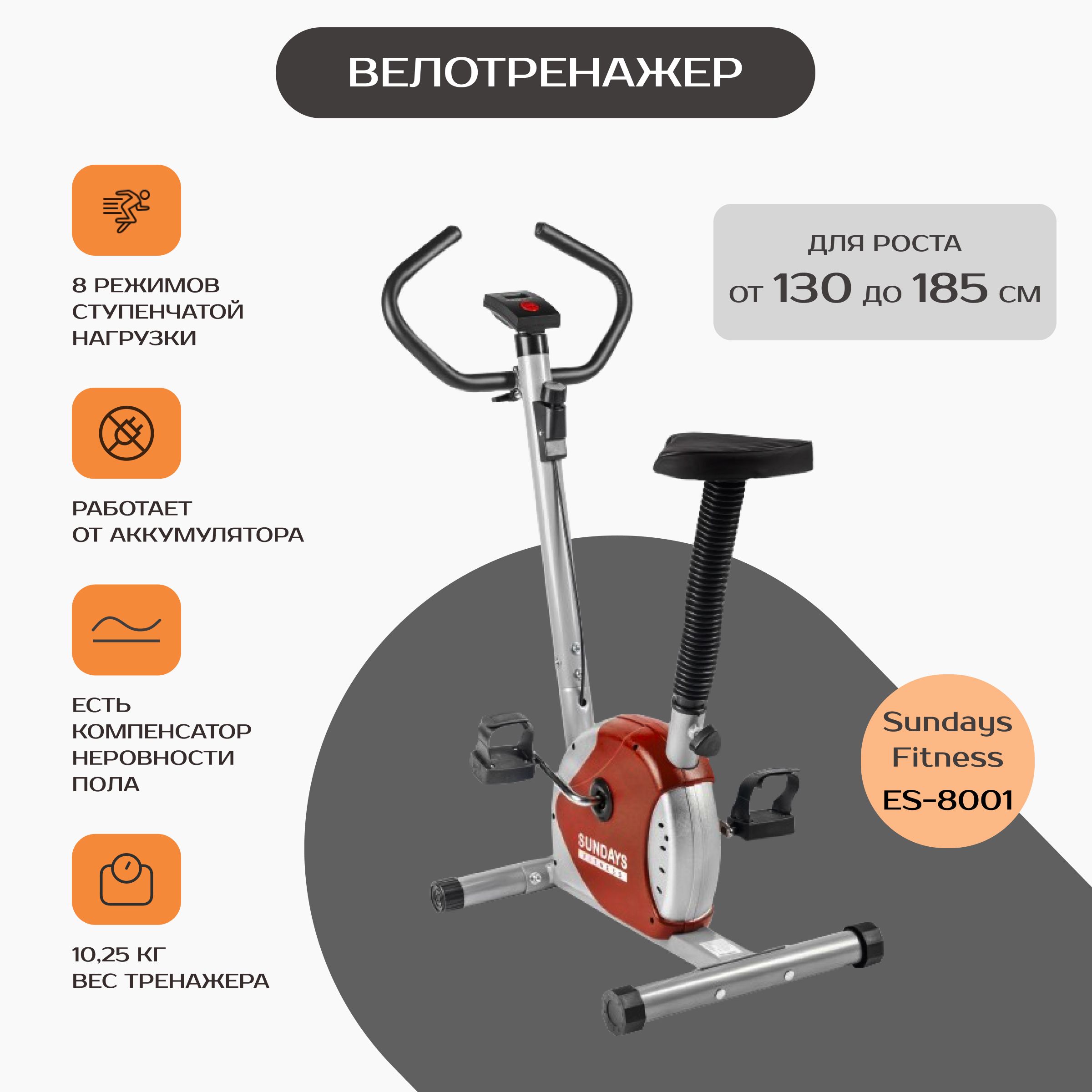 Велотренажер Sundays Fitness Fitness ES-8001 Вертикальный купить по  доступной цене с доставкой в интернет-магазине OZON (311343765)