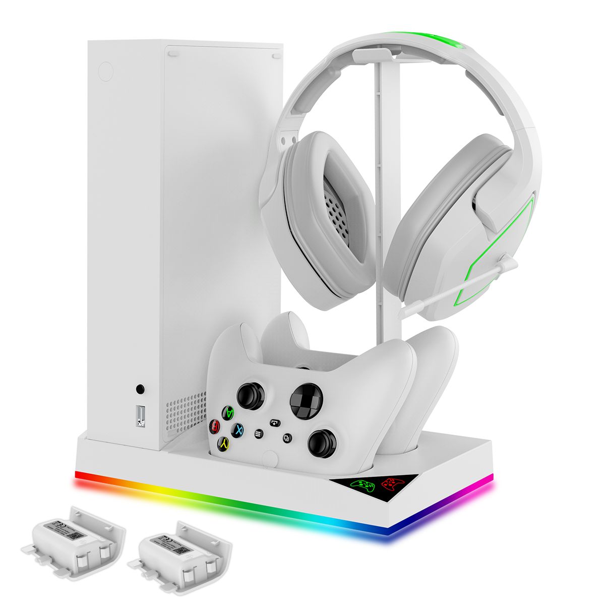 Многофункциональная подставка для Xbox series S +2 акб 1400 мА, белый, iPega RGB подсветка