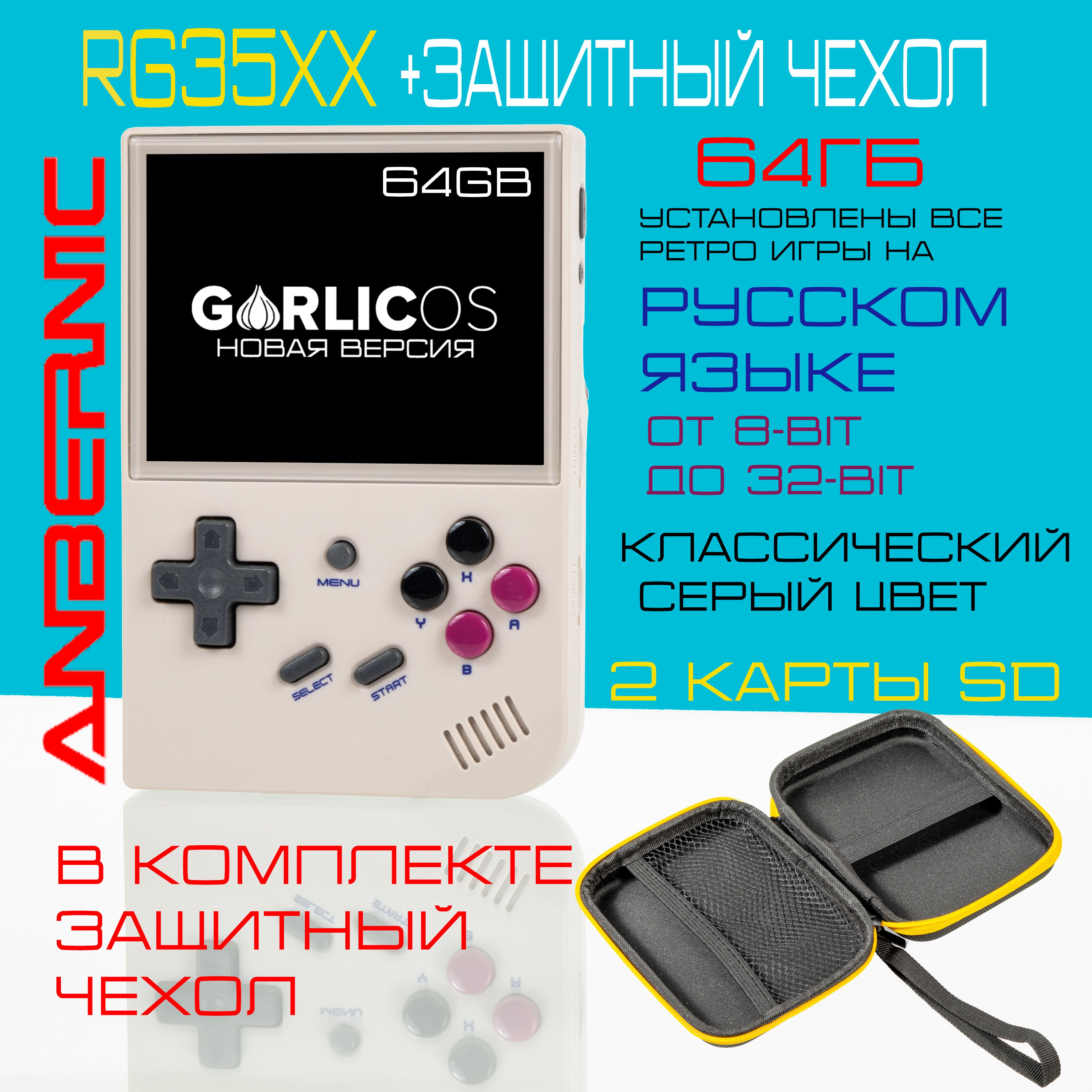 Портативная игровая консоль Anbernic RG35XX+64GB+чехол. Установлена  GarlicOs. Игры на русском. 64Гб.