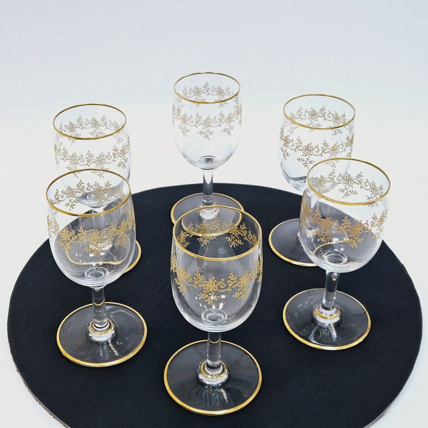 Набор 6 бокалов для ликера Baccarat Франция1900гг гравировка золотом No.6815