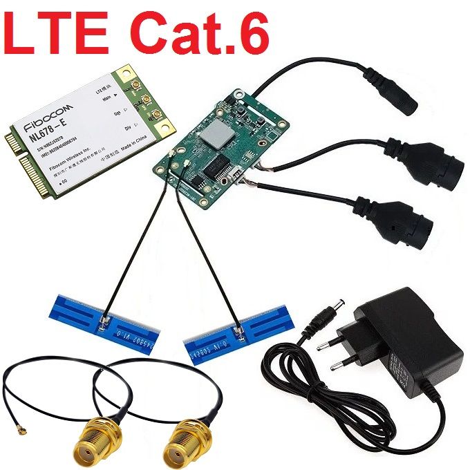 ZBTWE2802dCat.6-встраиваемыйWiFi-роутер4G3GсLTE-модулем,адаптерамиLAN/WAN/RS232,блокомпитанияиWiFi-антеннами