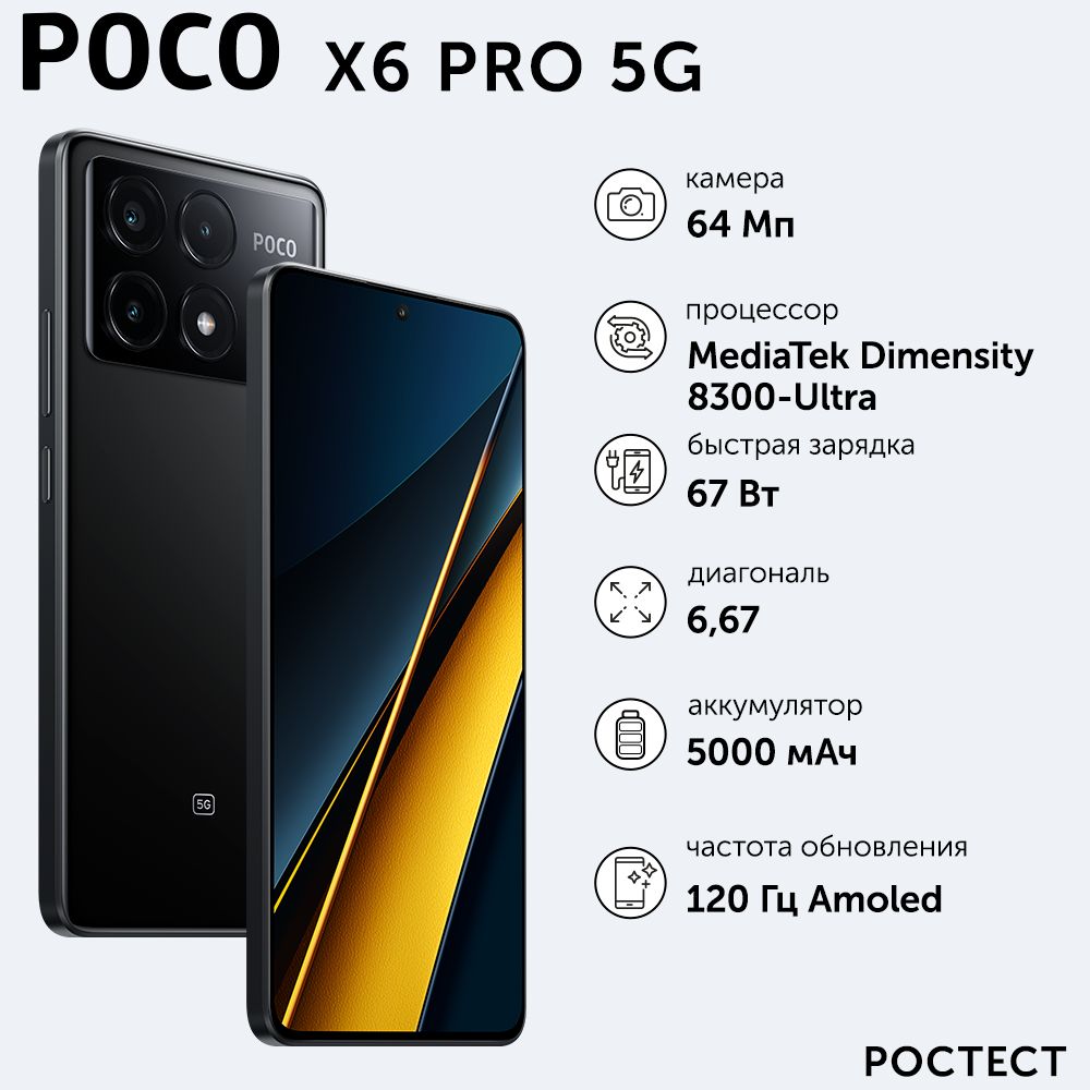 Смартфон Poco X6 Pro 5G - купить по выгодной цене в интернет-магазине OZON  (1390733884)