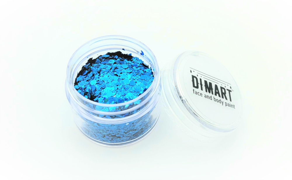 Глиттер сухой ''Dimart'' голубые голографический микс 30мл. #1