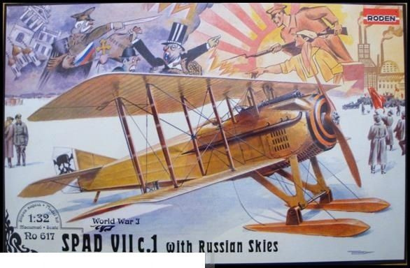 Сборная модель Roden Rod617 Самолёт Spad VII с.1 with Russian skies #1