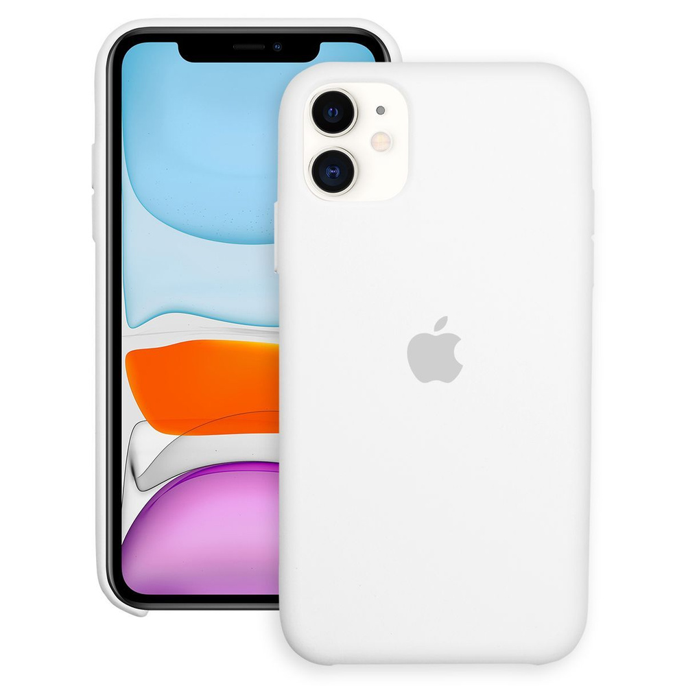 Силиконовый чехол с логотипом Silicone case для iPhone 11 на айфон 11 /  Белый (клип кейс, накладка, защитный противоударный) - купить с доставкой  по выгодным ценам в интернет-магазине OZON (539402265)