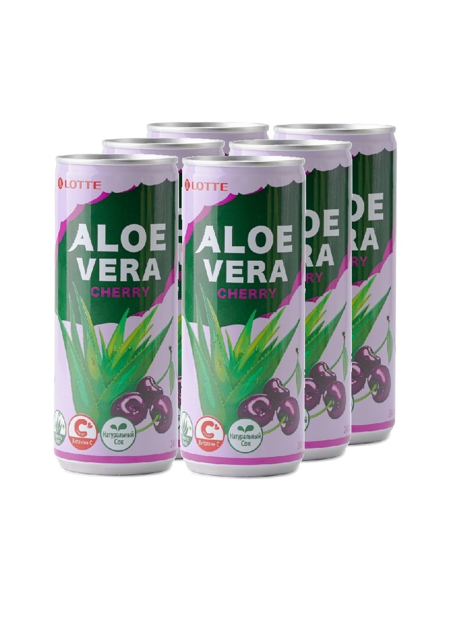 Напиток сокосодержащий Lotte Aloe Vera, со вкусом вишни, безалкогольный ...