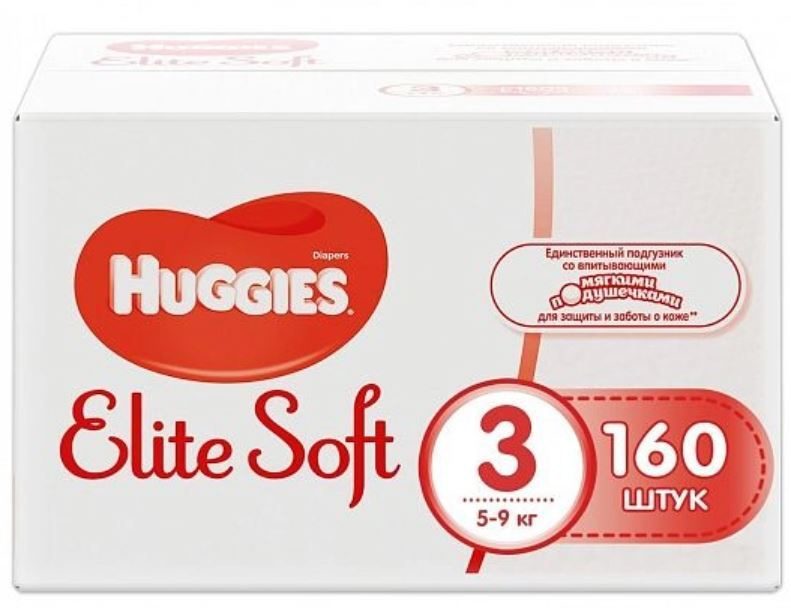 Huggies Подгузники Elite Soft 5-9 кг (размер 3) 160 шт #1
