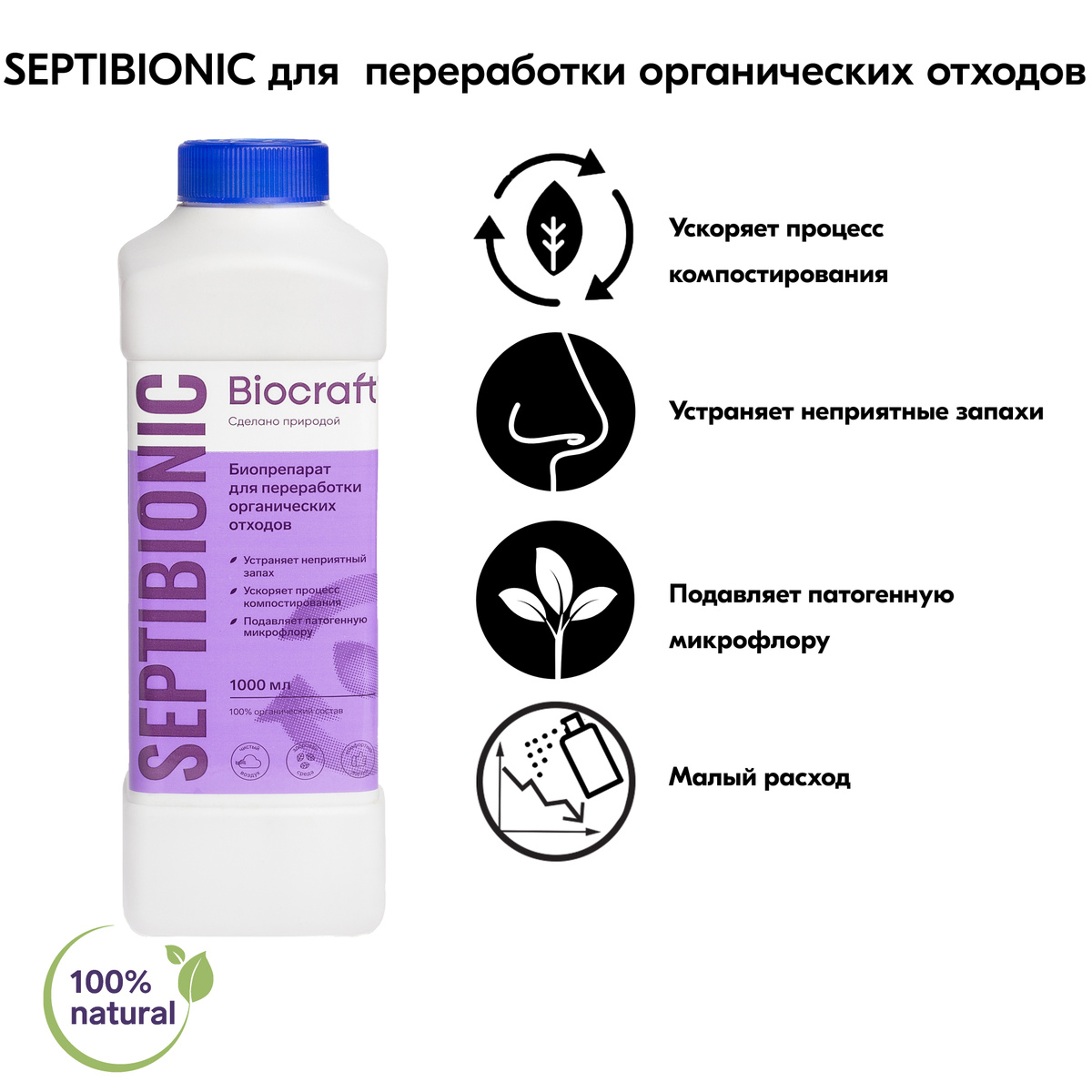 Биопрепарат для туалетов и выгребных ям SEPTIBIONIC BIOCRAFT (Биокрафт, септибионик)  #1