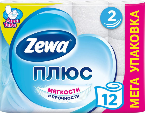 Zewa Туалетная бумага Zewa Плюс Белая, 2 слоя, 12 рулонов - купить с ...