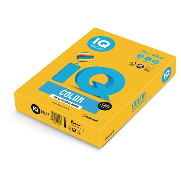 Бумага IQ color, А4, 80 г/м2, 500 л., интенсив, солнечно-желтая, SY40 ...