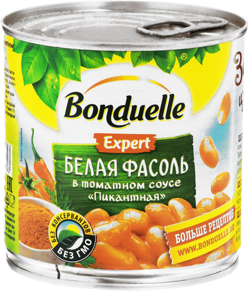 Овощные консервы Bonduelle Фасоль Пикантная белая в томатном соусе, 400 ...