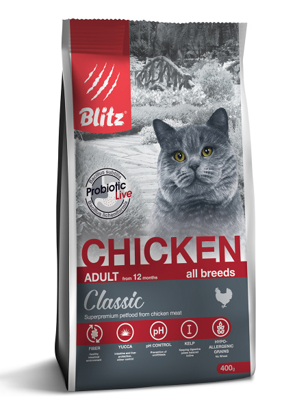 БЛИТЦ корм д/кошек с Курицей ADULT CATS CHICKEN 0,4 кг, шт - купить с ...