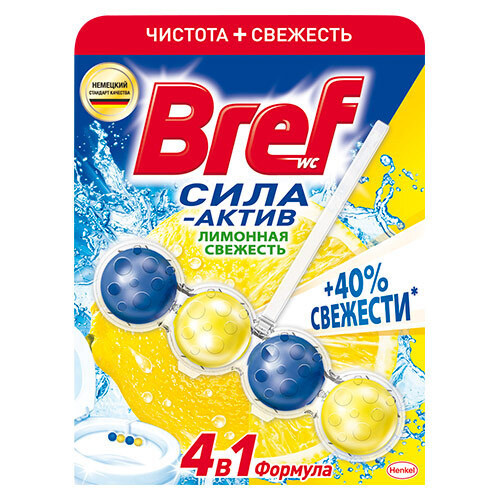 Vibrosa Подвеска для унитаза Bref Сила-актив Лимонная свежесть 51 г ...