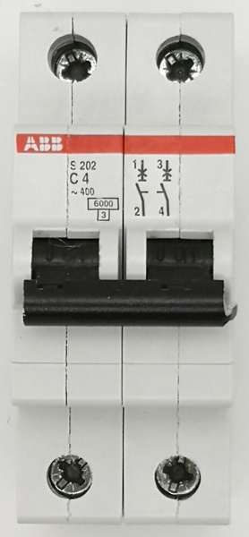 Купить Выключатель автоматический ABB S202 C4 2CDS252001R0044 2P 6 kA ...