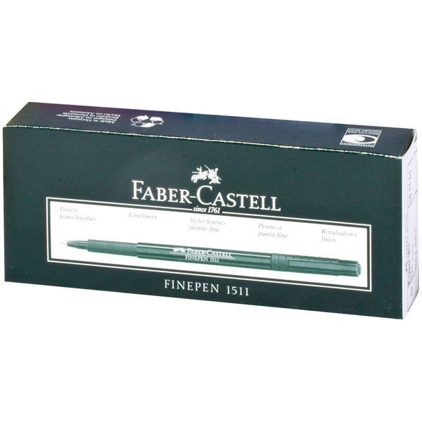Линеры ручки капиллярные черные Faber-Castell Finepen 1511, 10 шт ...