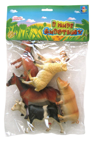 Фигурки животных 1TOY "В мире животных", 6 шт., 15 см, игровой набор ...