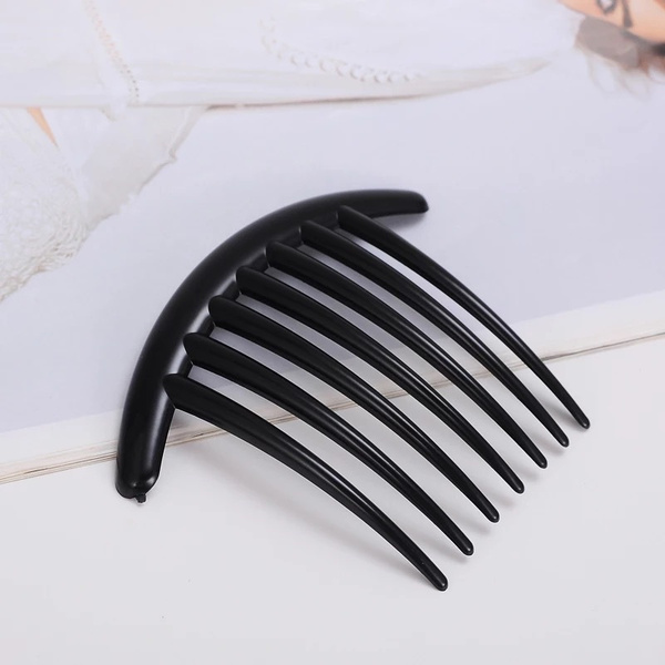 Гребень для волос с большими зубьями черный, заколка пластиковая Dark ...
