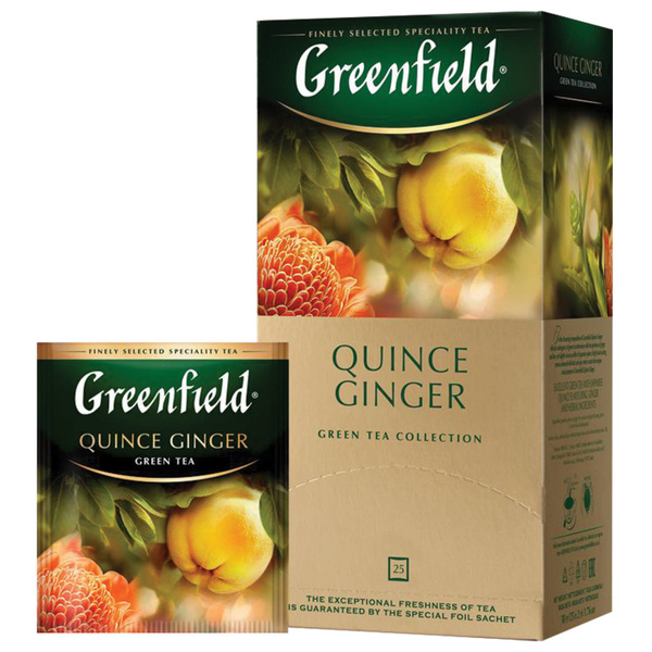 Чай GREENFIELD (Гринфилд) "Quince Ginger", зеленый, айва-имбирь, 25 ...