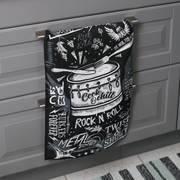 Полотенце кухонное Rock'n'roll 35х60 см, подарок на 23 февраля, папе ...