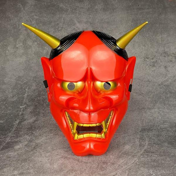 Маска японского демона Хання. Демон в красной маске Хання. Японская маска демона с рогами. Маски демонов с рогами белые. Маска демона купить