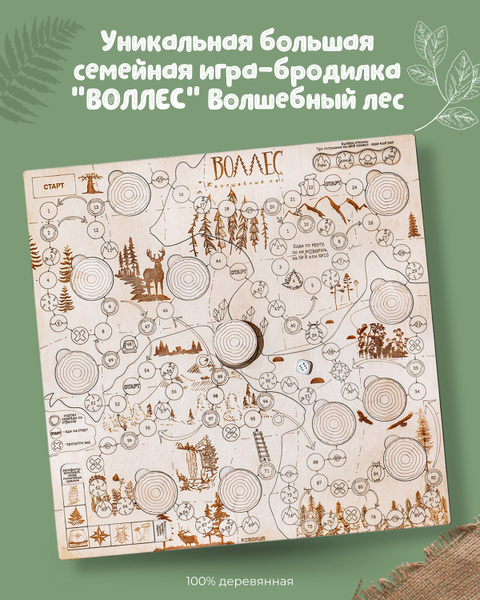 Большая семейная настольная игра бродилка ходилка деревянная "Воллес ...