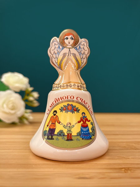 Ангел на колокольчике керамический, колокольчик семейного счастья ...