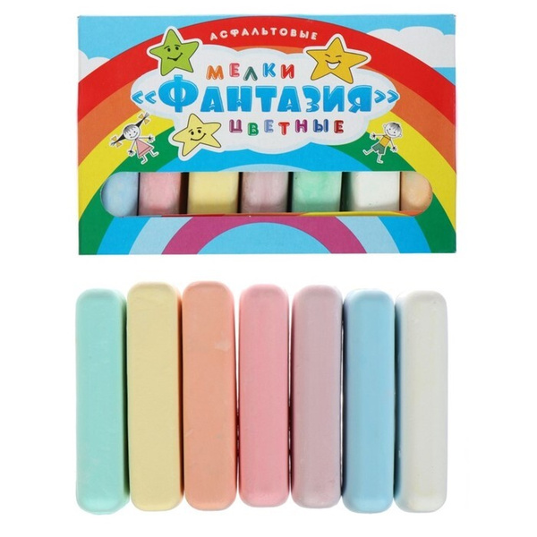 Мелки цветные для асфальта 7 штук "Фантазия", брусок - купить с ...