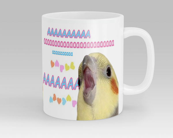 Кружка СОМНИТЕЛЬНЫЕ ПОВОДЫ ЖИТЬ "аааааааааа мем с попугаем", 330 мл, 1 ...