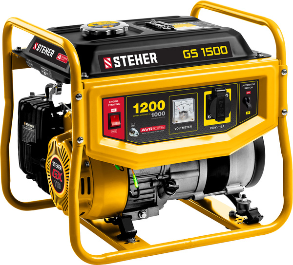 Генератор бензиновый GS-1500, 1200 Вт, STEHER - купить по низкой цене в ...
