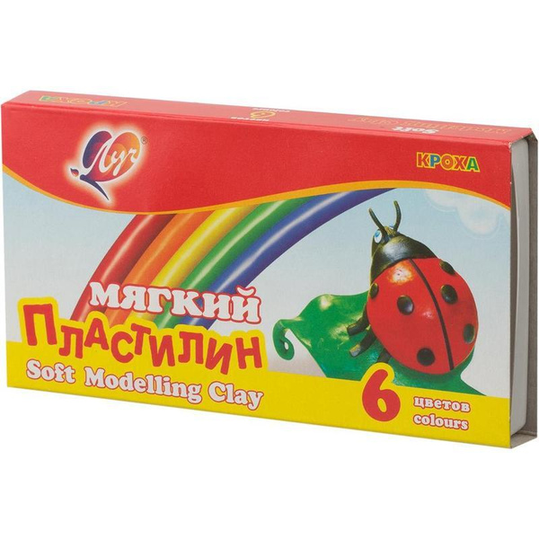 Пластилин восковой мягкий Луч Кроха, 6 цветов, со стеком, 90 г - купить ...