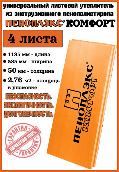 Пеноплэкс 50мм КОМФОРТ утеплитель из экструзионного пенополистирола ...