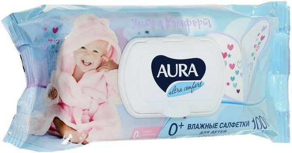 Салфетки влажные АУРА Ультра комфорт для детей с алоэ и витамином Е ...