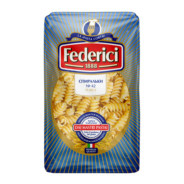 Макароны Federici Fusilli спирали №42, из твёрдых сортов пшеницы, 500 г ...
