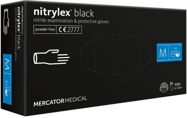 Nitrylex Перчатки медицинские, 100, M, Нитрил, черный - купить с ...