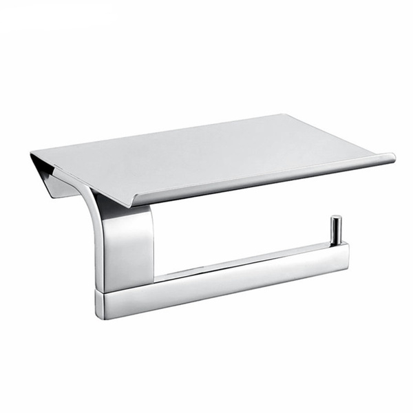 Держатель для туалетной бумаги с полочкой, настенный, нержавеющая сталь ...