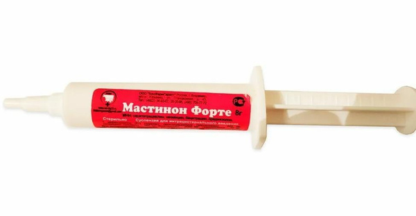 Мастинон Форте Шприц БиоФармГарант для лечения мастита у коров в период ...